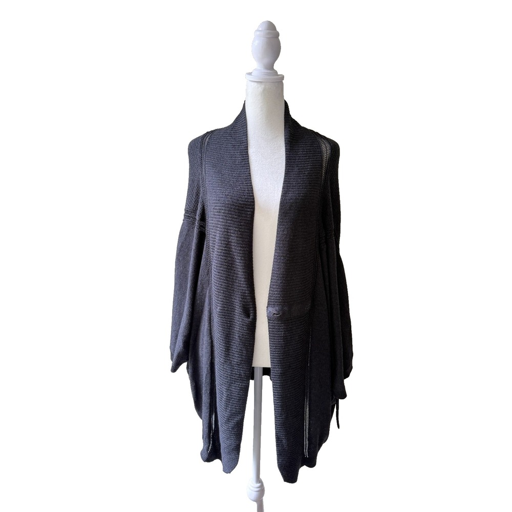 Lululemon Womens Open Front Cardigan Gray Knit Sweater Sz M/L Dolman Sleeve Yoga